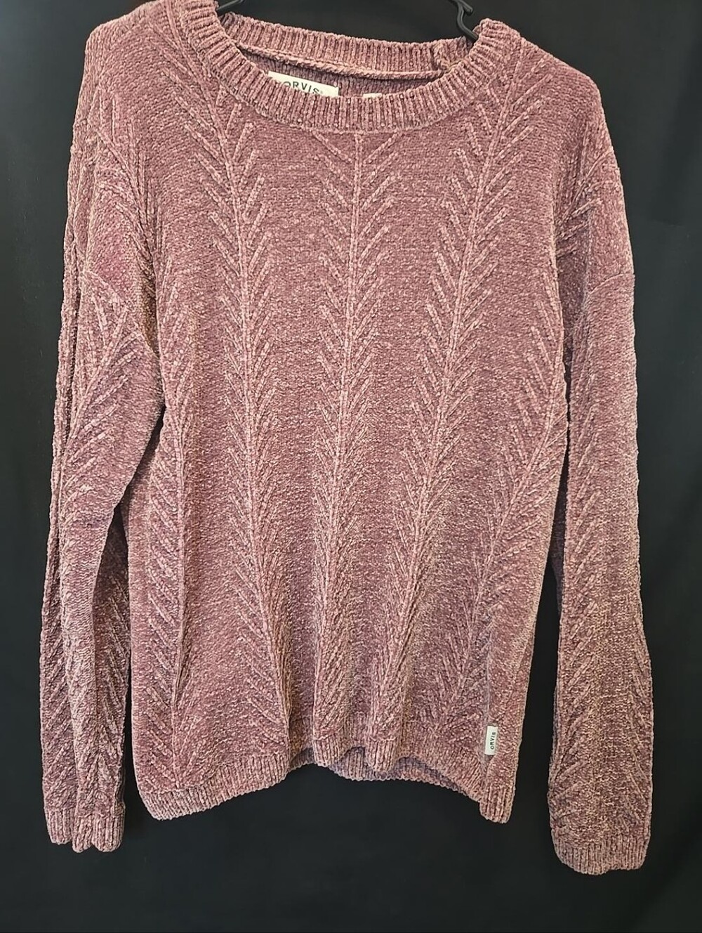 Orvis Mauve Pink Chenille Textured Crewneck Sweater Women M